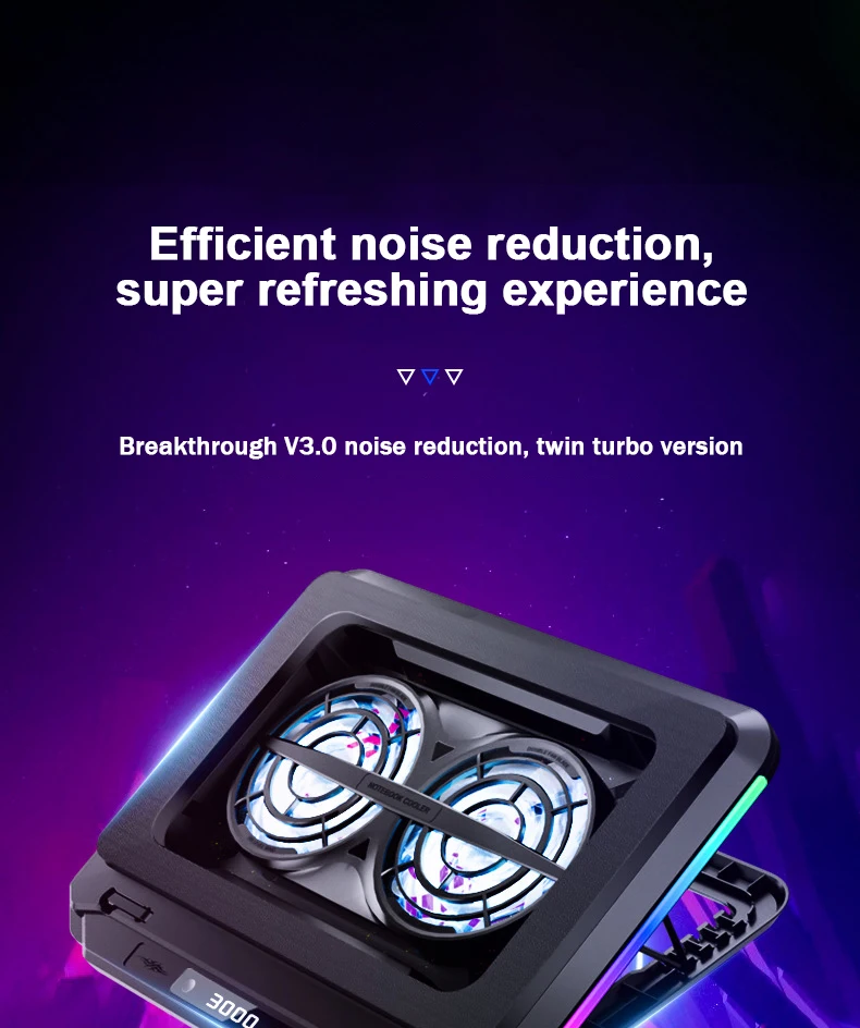 D15 Gaming Laptop Cooler 2 Fan W/ RGB Light HD Display Laptop Cooling Pad 5 Angle Adjustable Notebook Cooler Stand for 13-21'' D15 Gaming Laptop Cooler 2 Fan W/ RGB Light HD Display Laptop Cooling Pad 5 Angle Adjustable Notebook Cooler Stand for 13-21''
