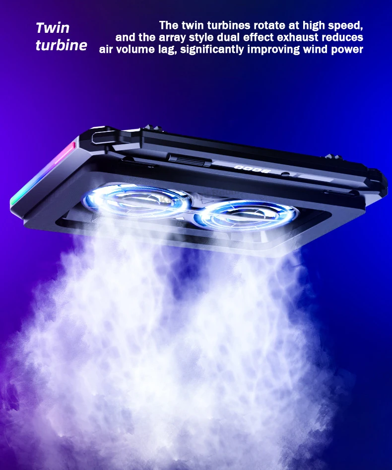 D15 2 Fans Notebook Cooler Stand W/ RGB Light 5 Angle Adjustable Foldable Gaming Laptop Cooling Pad Heat Sink for 13-21'' Laptop D15 2 Fans Notebook Cooler Stand W/ RGB Light 5 Angle Adjustable Foldable Gaming Laptop Cooling Pad Heat Sink for 13-21'' Laptop