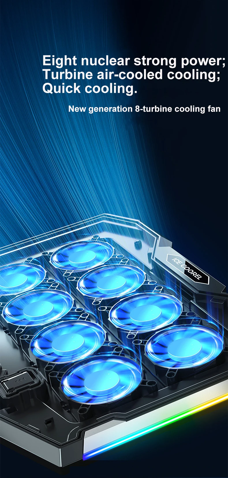 ICE COOREL Gaming RGB Laptop Cooler 12-18 Inch Led Screen Laptop Cooling Pad 3500 RPM 8 fans 2 USB Ports Notebook Cooler Stand ICE COOREL Gaming RGB Laptop Cooler 12-18 Inch Led Screen Laptop Cooling Pad 3500 RPM 8 fans 2 USB Ports Notebook Cooler Stand