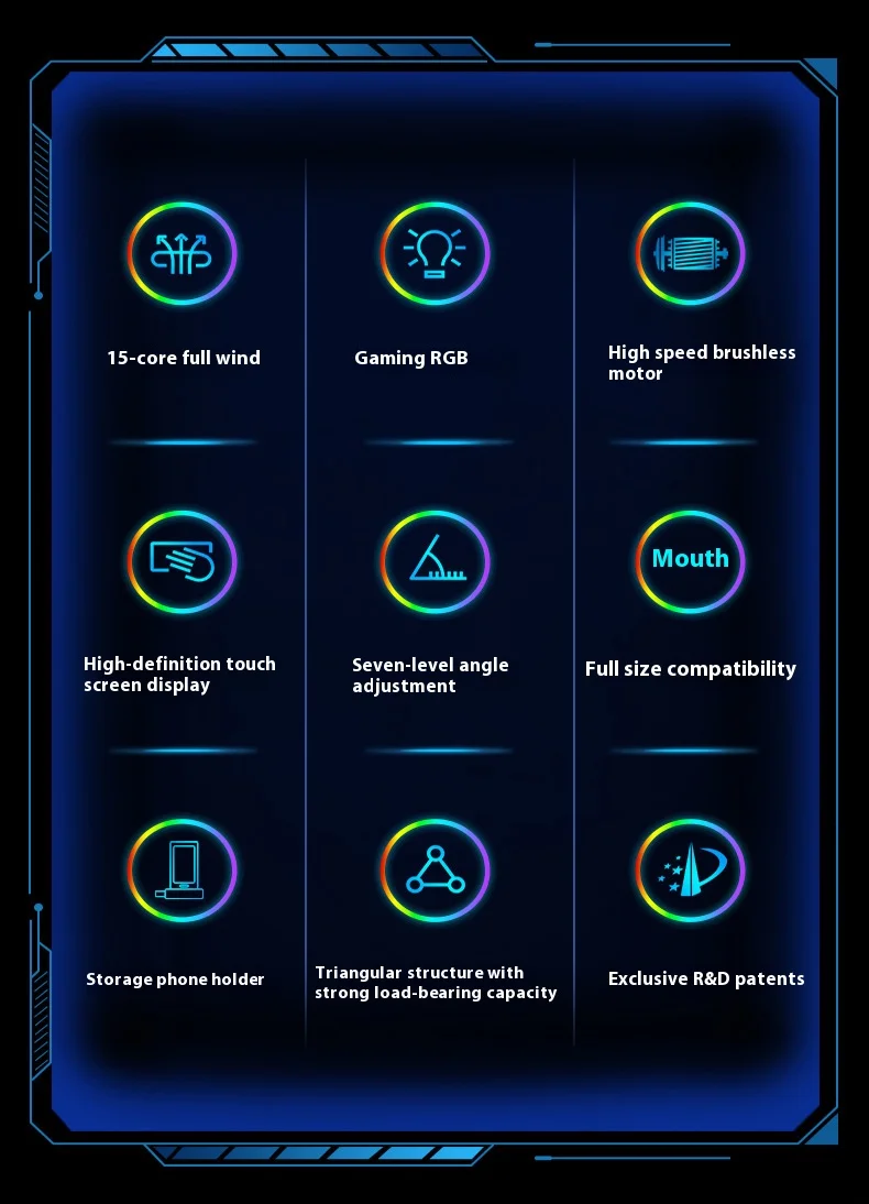 COOLCOLD F15 Gaming RGB Laptop Cooling Pad With 15 Quiet Fans For 12-17.3 Inch With USB TYPE-C Port Notebook Cooler Stand COOLCOLD F15 Gaming RGB Laptop Cooling Pad With 15 Quiet Fans For 12-17.3 Inch With USB TYPE-C Port Notebook Cooler Stand