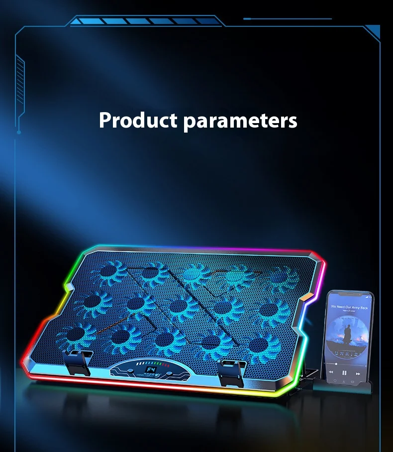 COOLCOLD F15 Gaming RGB Laptop Cooling Pad With 15 Quiet Fans For 12-17.3 Inch With USB TYPE-C Port Notebook Cooler Stand COOLCOLD F15 Gaming RGB Laptop Cooling Pad With 15 Quiet Fans For 12-17.3 Inch With USB TYPE-C Port Notebook Cooler Stand