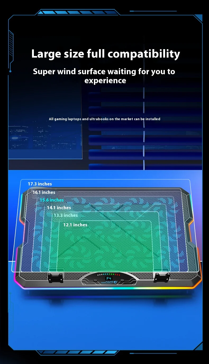 COOLCOLD F15 Gaming RGB Laptop Cooling Pad With 15 Quiet Fans For 12-17.3 Inch With USB TYPE-C Port Notebook Cooler Stand COOLCOLD F15 Gaming RGB Laptop Cooling Pad With 15 Quiet Fans For 12-17.3 Inch With USB TYPE-C Port Notebook Cooler Stand