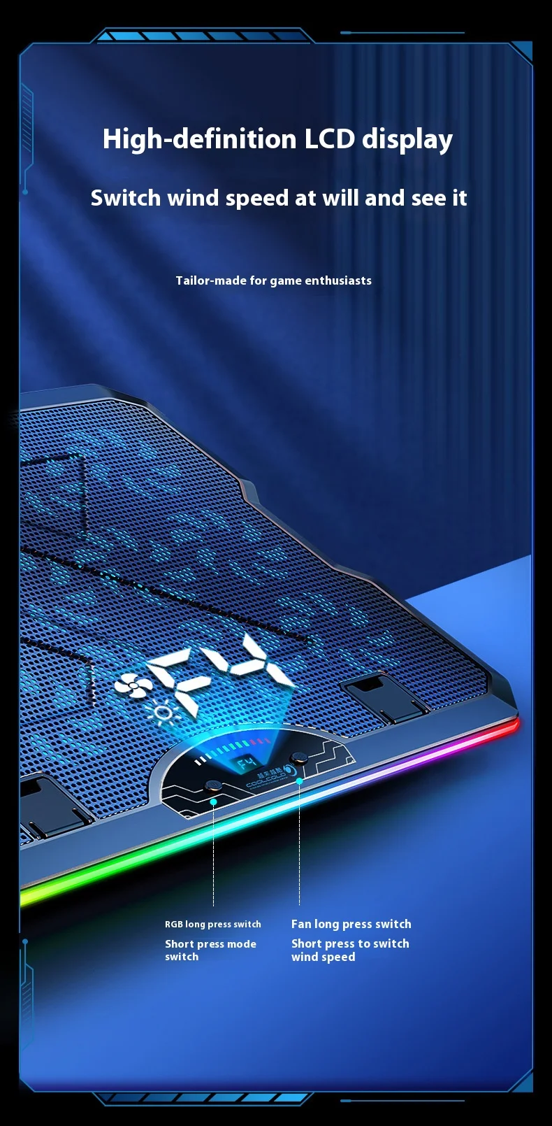 COOLCOLD F15 Gaming RGB Laptop Cooling Pad With 15 Quiet Fans For 12-17.3 Inch With USB TYPE-C Port Notebook Cooler Stand COOLCOLD F15 Gaming RGB Laptop Cooling Pad With 15 Quiet Fans For 12-17.3 Inch With USB TYPE-C Port Notebook Cooler Stand