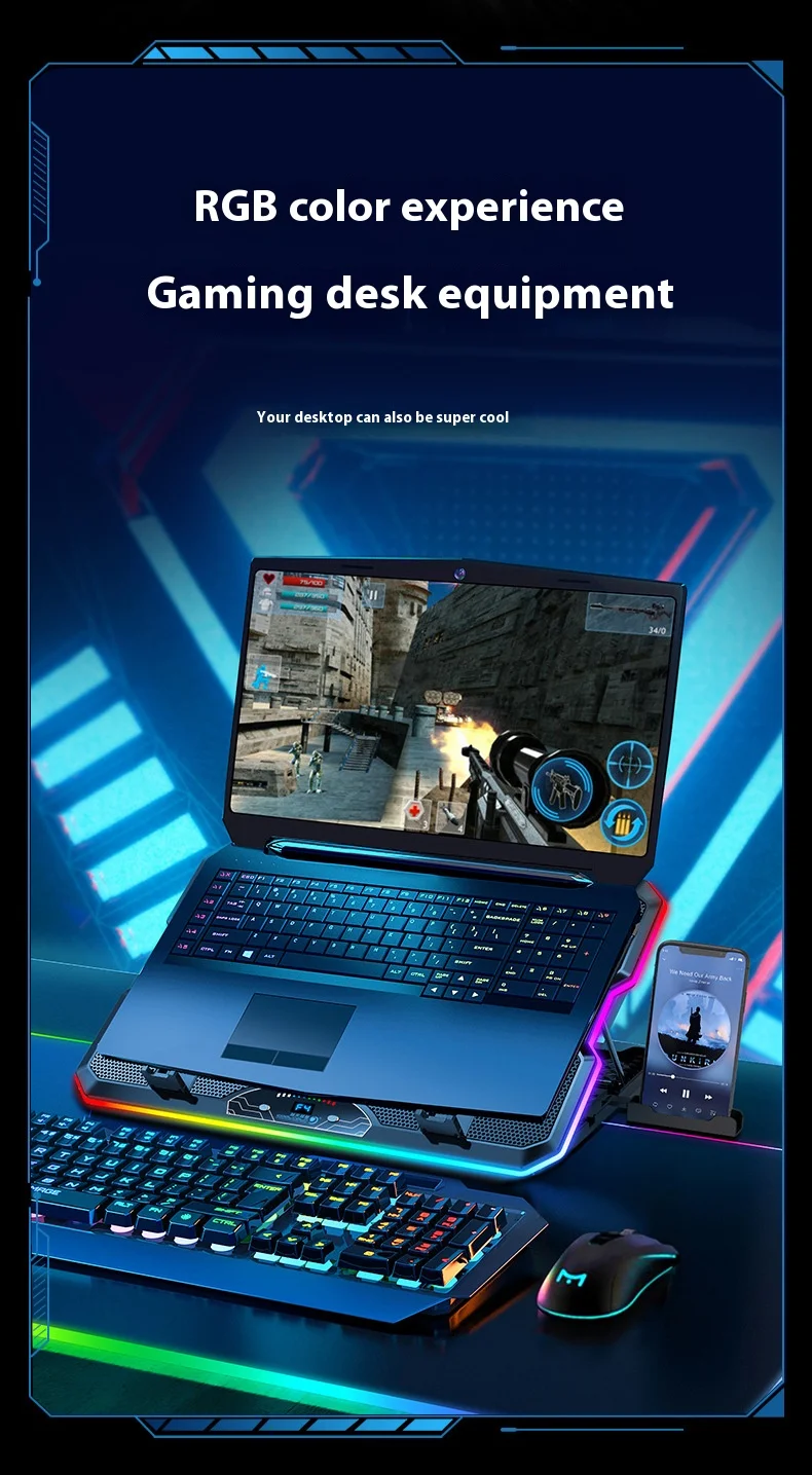 COOLCOLD F15 Gaming RGB Laptop Cooling Pad With 15 Quiet Fans For 12-17.3 Inch With USB TYPE-C Port Notebook Cooler Stand COOLCOLD F15 Gaming RGB Laptop Cooling Pad With 15 Quiet Fans For 12-17.3 Inch With USB TYPE-C Port Notebook Cooler Stand