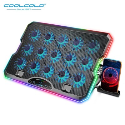 COOLCOLD F15 Gaming RGB Laptop Cooling Pad With 15 Quiet Fans For 12-17.3 Inch With USB TYPE-C Port Notebook Cooler Stand - Image 2