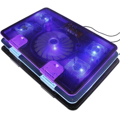 New Radiator Cooler Cooling For Laptop Pad 13 14 15 17" Inch With Five Fan Two USB Port Side-Proof Stand Notebook Light Heatsink