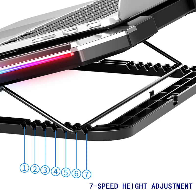 NUOXI Gaming Laptop Cooler Six Fan Led Screen Two USB Port RGB Lighting Laptop Cooling Pad Notebook Stand for Laptop 12-17 inch NUOXI Gaming Laptop Cooler Six Fan Led Screen Two USB Port RGB Lighting Laptop Cooling Pad Notebook Stand for Laptop 12-17 inch