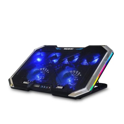 NUOXI Gaming Laptop Cooler Six Fan Led Screen Two USB Port RGB Lighting Laptop Cooling Pad Notebook Stand for Laptop 12-17 inch