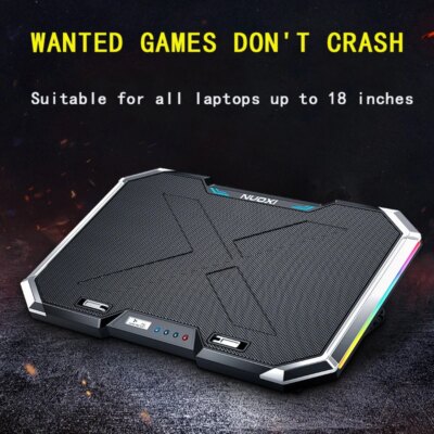 NUOXI Gaming Laptop Cooler Six Fan Led Screen Two USB Port RGB Lighting Laptop Cooling Pad Notebook Stand for Laptop 12-17 inch - Image 2