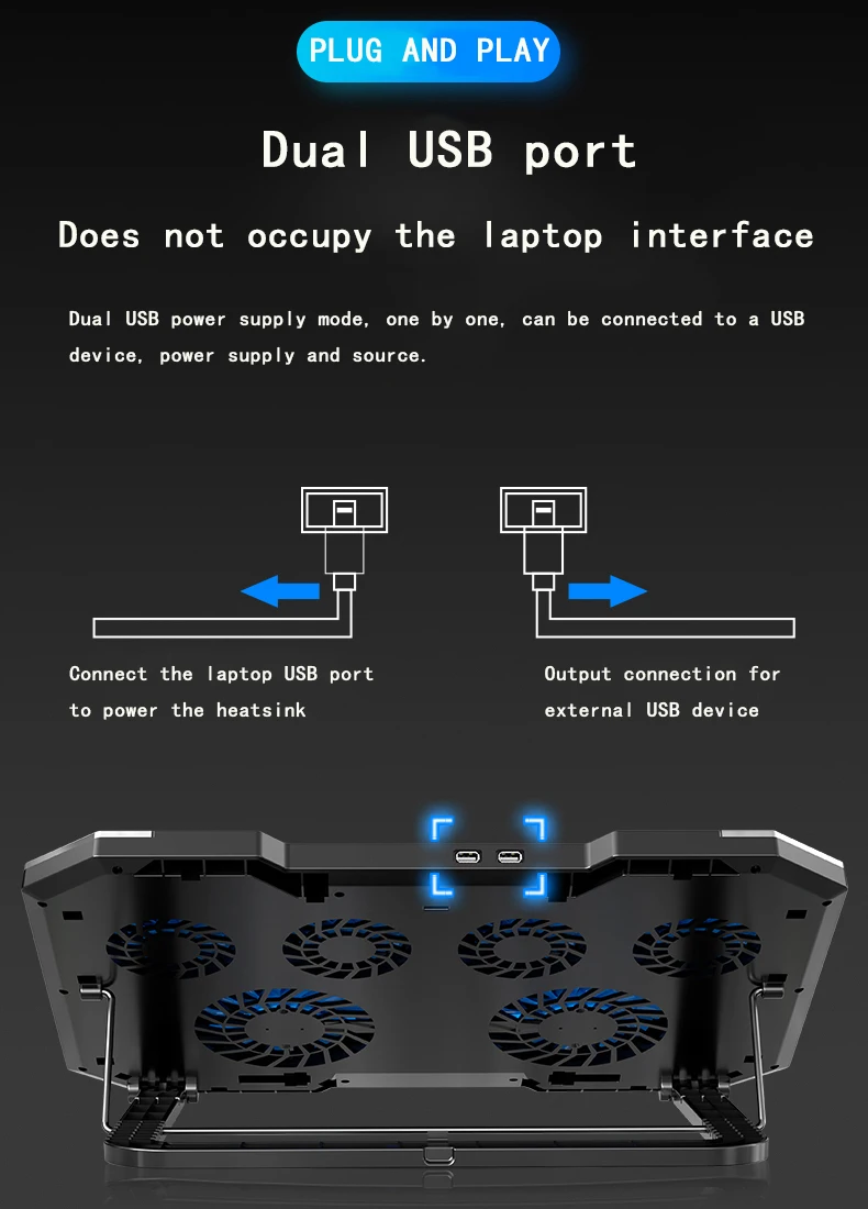 NUOXI Gaming Laptop Cooler Six Fan Led Screen Two USB Port RGB Lighting Laptop Cooling Pad Notebook Stand for Laptop 12-17 inch NUOXI Gaming Laptop Cooler Six Fan Led Screen Two USB Port RGB Lighting Laptop Cooling Pad Notebook Stand for Laptop 12-17 inch