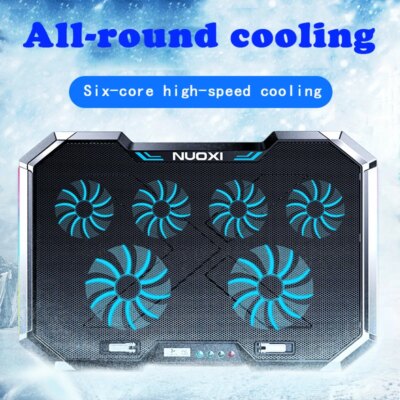 NUOXI Gaming Laptop Cooler Six Fan Led Screen Two USB Port RGB Lighting Laptop Cooling Pad Notebook Stand for Laptop 12-17 inch - Image 6