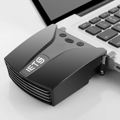IETS USB Laptop Fan Cooler with Temperature Display Notebook Radiator Rapid Cooling Adjustable Speed Auto-Temp Detection