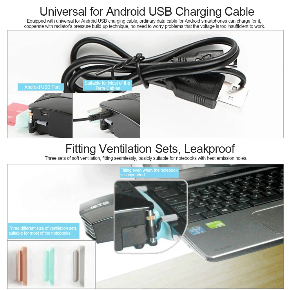 IETS USB Laptop Fan Cooler with Temperature Display Notebook Radiator Rapid Cooling Adjustable Speed Auto-Temp Detection