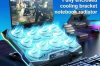 D11 Gaming Laptop Cooler 10 Fans Foldable Adjustable Notebook Stand Heat Dissipation Holder for 12-18'' Cooling Pad W/ RGB Light