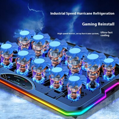 NEW Coolcold Laptop Cooler RGB Gaming Notebook Cool Stand Ergonomics 15 Fans USB TYPE-C Ports With HD Display For 12-17.3 inch - Image 5