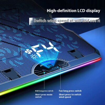 NEW Coolcold Laptop Cooler RGB Gaming Notebook Cool Stand Ergonomics 15 Fans USB TYPE-C Ports With HD Display For 12-17.3 inch - Image 6