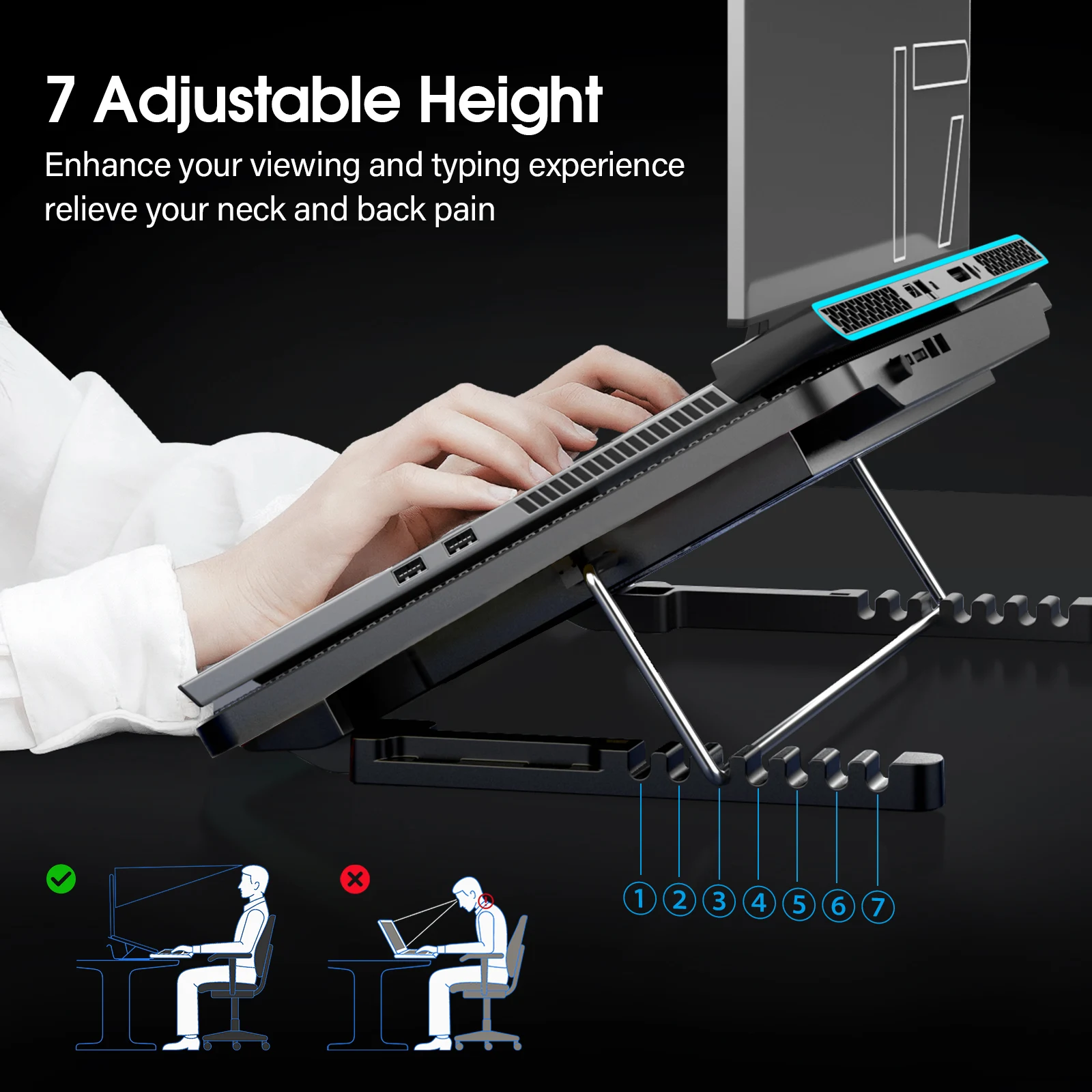 Coolcold 15.6-17.3inch Laptop Cooling Pad with 6 Quiet Fans,7 Height Wind Speed Adjustable,Laptop Cooer With Mobile Phone holder Coolcold 15.6-17.3inch Laptop Cooling Pad with 6 Quiet Fans,7 Height Wind Speed Adjustable,Laptop Cooer With Mobile Phone holder