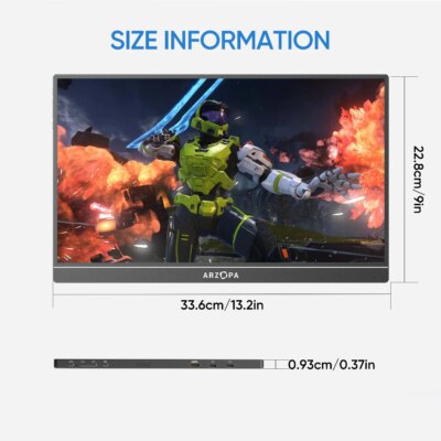 ARZOPA 16.1 inch 100% sRGB 144Hz Portable Monitor Gaming  Laptop Display with Type C Mini HDMI For PS/Steam/Deck/Switch/PC/Mac - Image 6