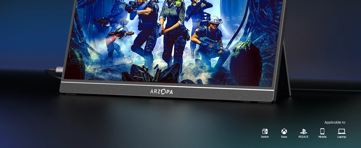 ARZOPA 16.1 inch 100% sRGB 144Hz Portable Monitor Gaming  Laptop Display with Type C Mini HDMI For PS/Steam/Deck/Switch/PC/Mac