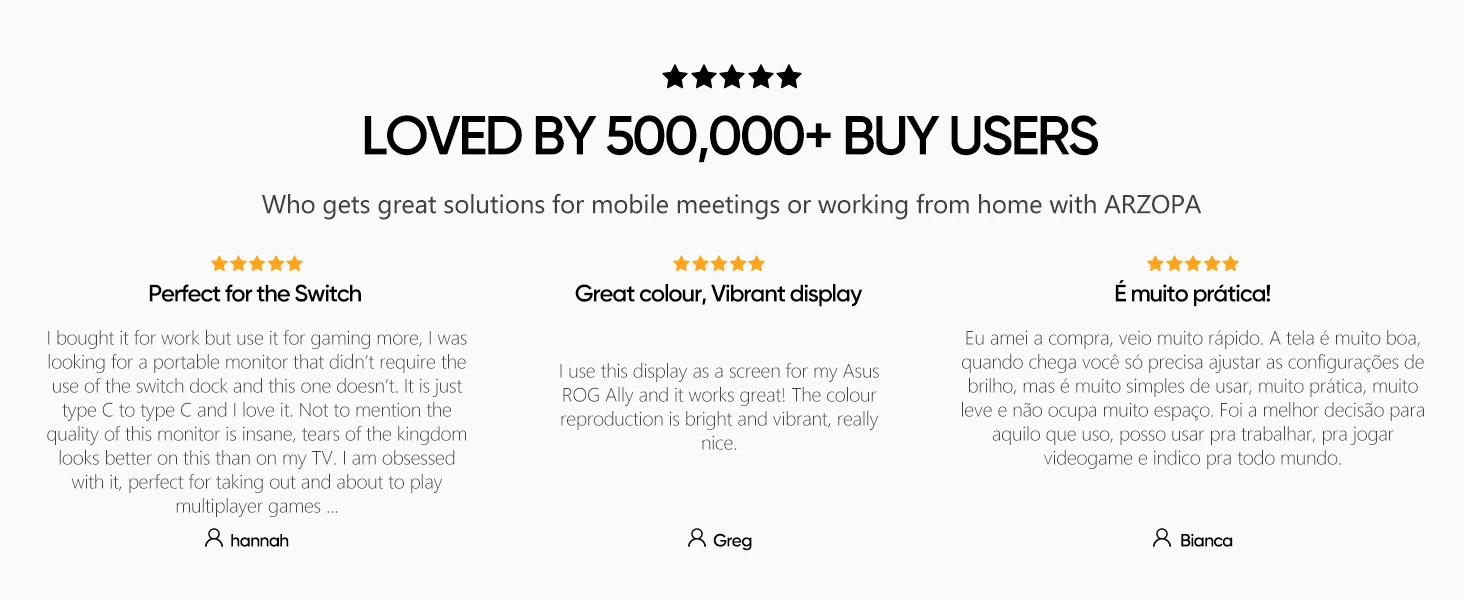 ARZOPA 16.1 inch 100% sRGB 144Hz Portable Monitor Gaming  Laptop Display with Type C Mini HDMI For PS/Steam/Deck/Switch/PC/Mac