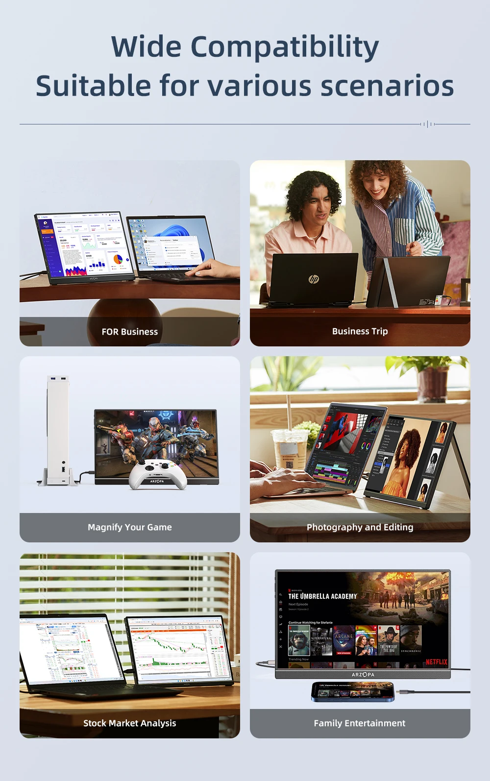 ARZOPA 16inch 2K Portable Monitor 16:10 IPS Screen with type-c mini hdmi Second Display for MAC/Laptop/PC/Xbox/PS4/5/Switch,Z1RC