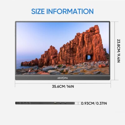 ARZOPA 16inch 2K Portable Monitor 16:10 IPS Screen with type-c mini hdmi Second Display for MAC/Laptop/PC/Xbox/PS4/5/Switch,Z1RC - Image 6
