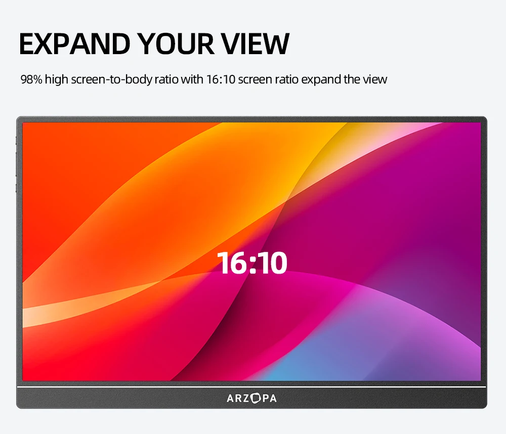 ARZOPA 16inch 2K Portable Monitor 16:10 IPS Screen with type-c mini hdmi Second Display for MAC/Laptop/PC/Xbox/PS4/5/Switch,Z1RC