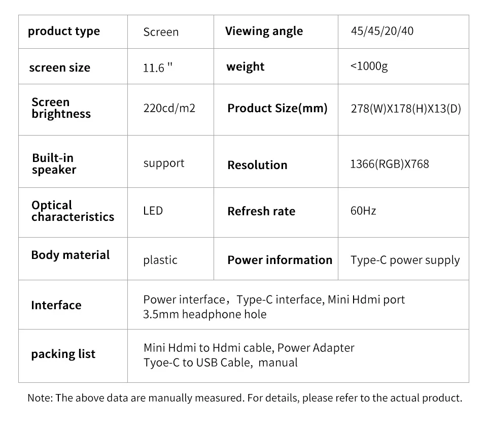 11.6 Inch Portable Monitor HDMI-Compatible Laptop second screen Gaming Extended Display For Switch/PS4/Xbox/Raspberry Pi 11.6 Inch Portable Monitor HDMI-Compatible Laptop second screen Gaming Extended Display For Switch/PS4/Xbox/Raspberry Pi