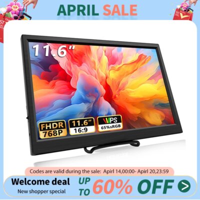 11.6 Inch Portable Monitor HDMI-Compatible Laptop second screen Gaming Extended Display For Switch/PS4/Xbox/Raspberry Pi