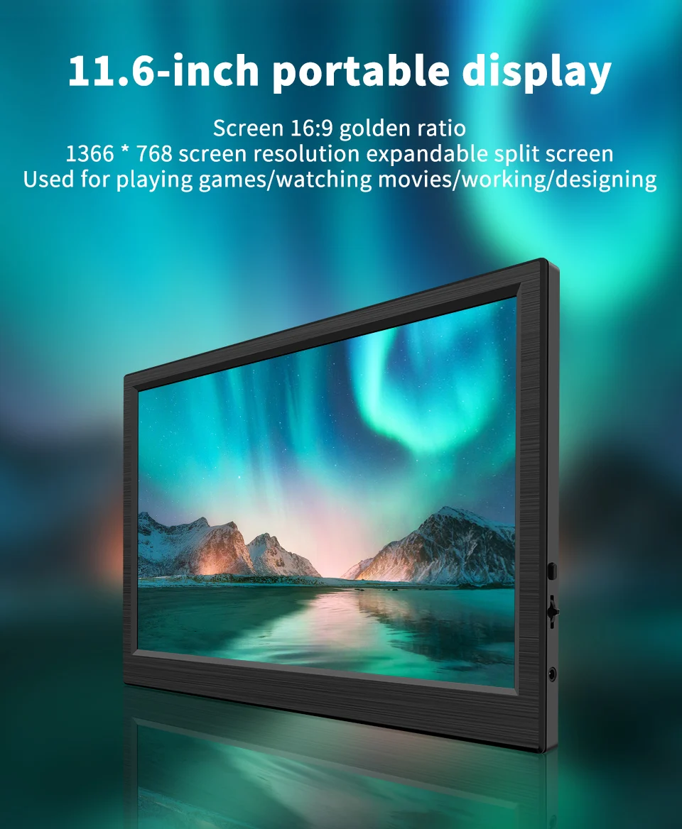 11.6 Inch Portable Monitor HDMI-Compatible Laptop second screen Gaming Extended Display For Switch/PS4/Xbox/Raspberry Pi 11.6 Inch Portable Monitor HDMI-Compatible Laptop second screen Gaming Extended Display For Switch/PS4/Xbox/Raspberry Pi