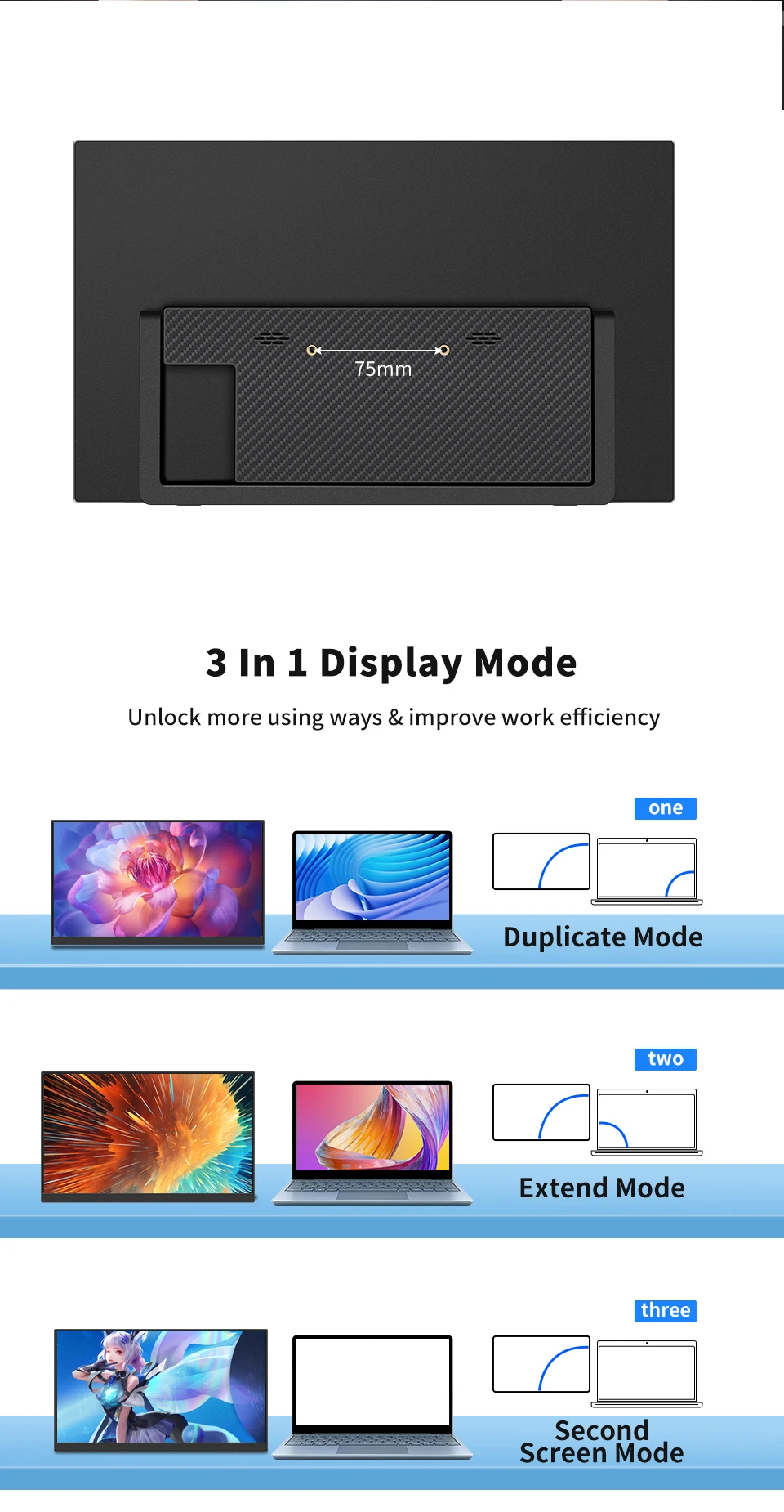 HGFRTEE 16inch Touch Portable Monitor 16:10 96%sRGB 350Cd/m² Second Screen For Laptop With Holder Stand Type-C HDMI-Compatible