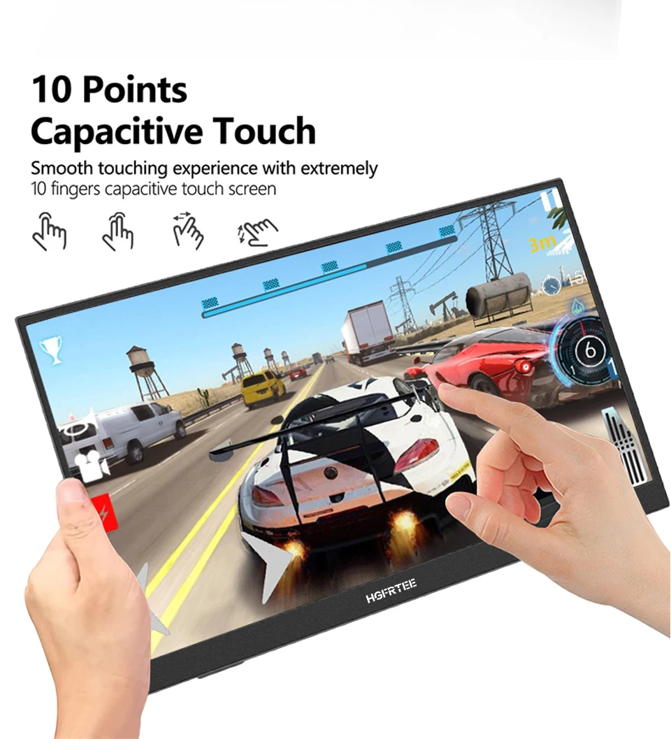 HGFRTEE 16inch Touch Portable Monitor 16:10 96%sRGB 350Cd/m² Second Screen For Laptop With Holder Stand Type-C HDMI-Compatible