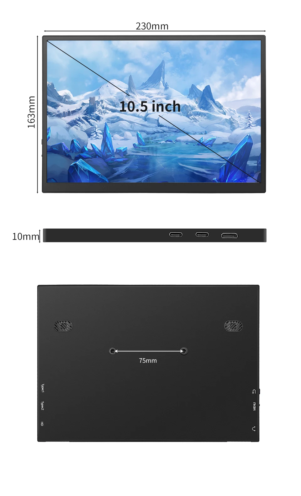 420Cd/m ² 10.5 inch Portable Monitor IPS FHD 1280P 100%SRGB Game Screen Laptop Mac Xbox PS4/5 Switch Display 420Cd/m ² 10.5 inch Portable Monitor IPS FHD 1280P 100%SRGB Game Screen Laptop Mac Xbox PS4/5 Switch Display