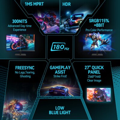New ARZOPA 27inch 180Hz 2K FastIPS QHD PC Monitor 1ms FreeSync Gaming monitor,M1RC - Image 3