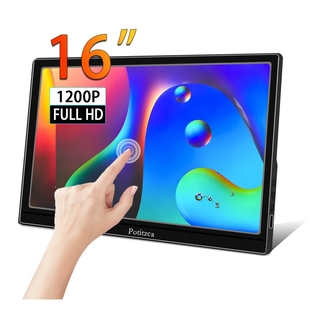 Portable Monitor 16 Inch Touchscreen 1920x1200 Full HD IPS Panel 16:10 USB Type-C HDMI Port for Laptop/MAC/Phone/PS4/Xbox/Switch