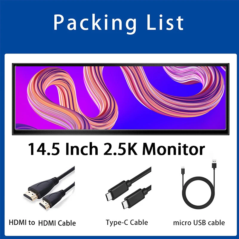 12.3/14.5 inch TouchScreen Monitor HDMI & Type C 1920x720/2.5K IPS Display LCD Bar Computer Temp Display Widescreen 12.3/14.5 inch TouchScreen Monitor HDMI & Type C 1920x720/2.5K IPS Display LCD Bar Computer Temp Display Widescreen