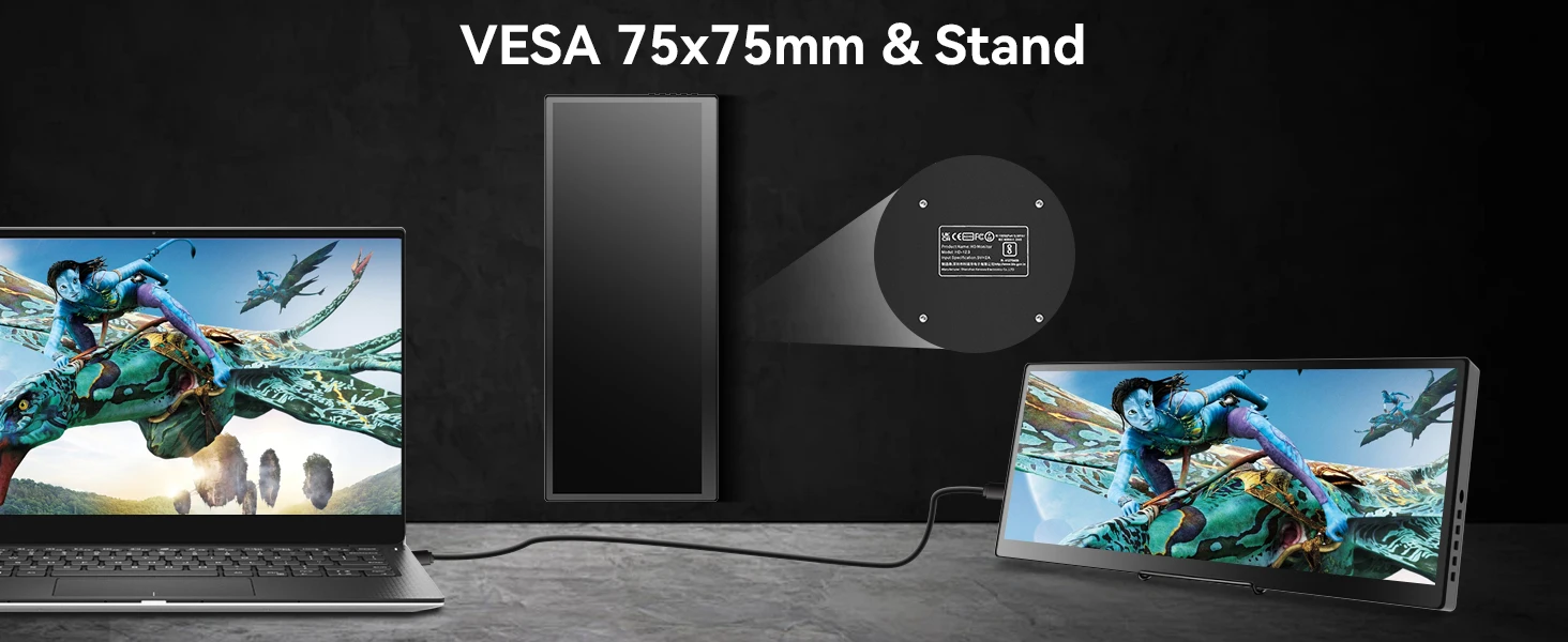 12.3/14.5 inch TouchScreen Monitor HDMI & Type C 1920x720/2.5K IPS Display LCD Bar Computer Temp Display Widescreen
