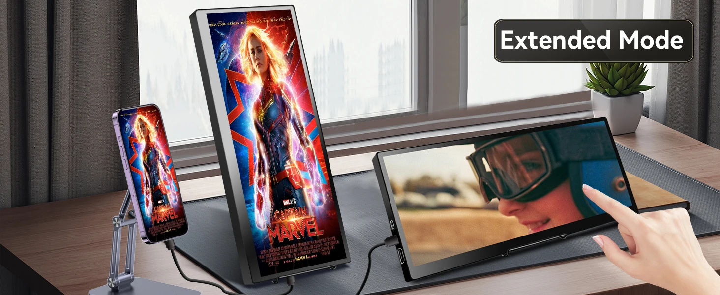 12.3/14.5 inch TouchScreen Monitor HDMI & Type C 1920x720/2.5K IPS Display LCD Bar Computer Temp Display Widescreen