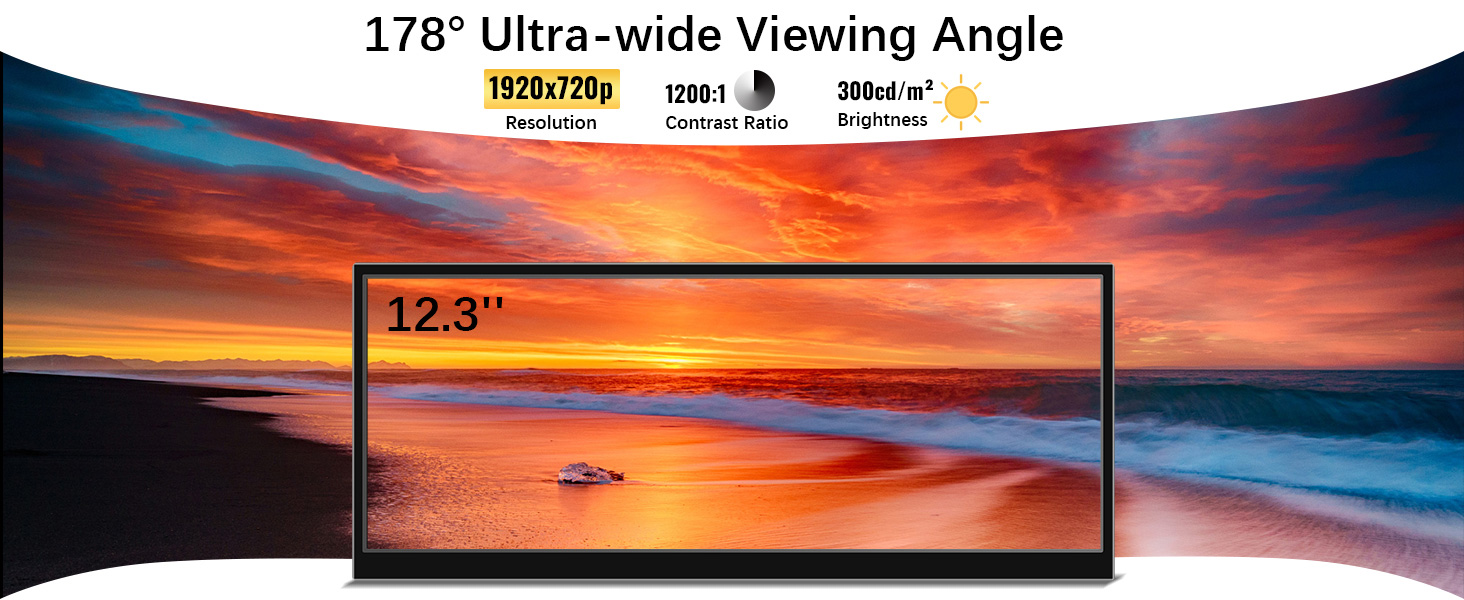 12.3/14.5 inch TouchScreen Monitor HDMI & Type C 1920x720/2.5K IPS Display LCD Bar Computer Temp Display Widescreen 12.3/14.5 inch TouchScreen Monitor HDMI & Type C 1920x720/2.5K IPS Display LCD Bar Computer Temp Display Widescreen