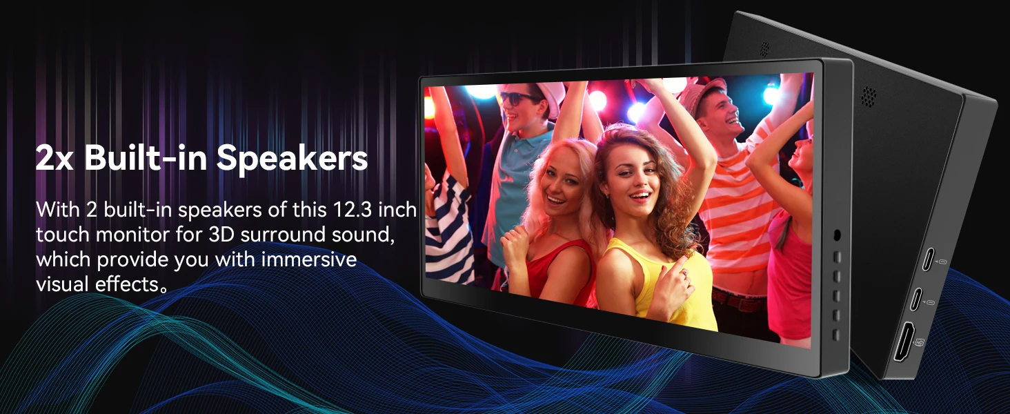 12.3/14.5 inch TouchScreen Monitor HDMI & Type C 1920x720/2.5K IPS Display LCD Bar Computer Temp Display Widescreen