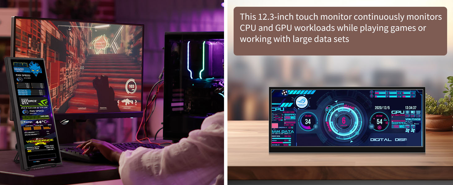 12.3/14.5 inch TouchScreen Monitor HDMI & Type C 1920x720/2.5K IPS Display LCD Bar Computer Temp Display Widescreen 12.3/14.5 inch TouchScreen Monitor HDMI & Type C 1920x720/2.5K IPS Display LCD Bar Computer Temp Display Widescreen