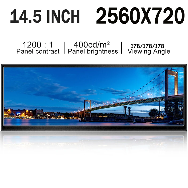 12.3/14.5 inch TouchScreen Monitor HDMI & Type C 1920x720/2.5K IPS Display LCD Bar Computer Temp Display Widescreen 12.3/14.5 inch TouchScreen Monitor HDMI & Type C 1920x720/2.5K IPS Display LCD Bar Computer Temp Display Widescreen