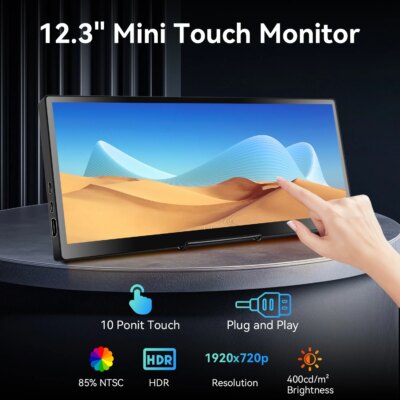 12.3/14.5 inch TouchScreen Monitor HDMI & Type C 1920x720/2.5K IPS Display LCD Bar Computer Temp Display Widescreen - Image 2