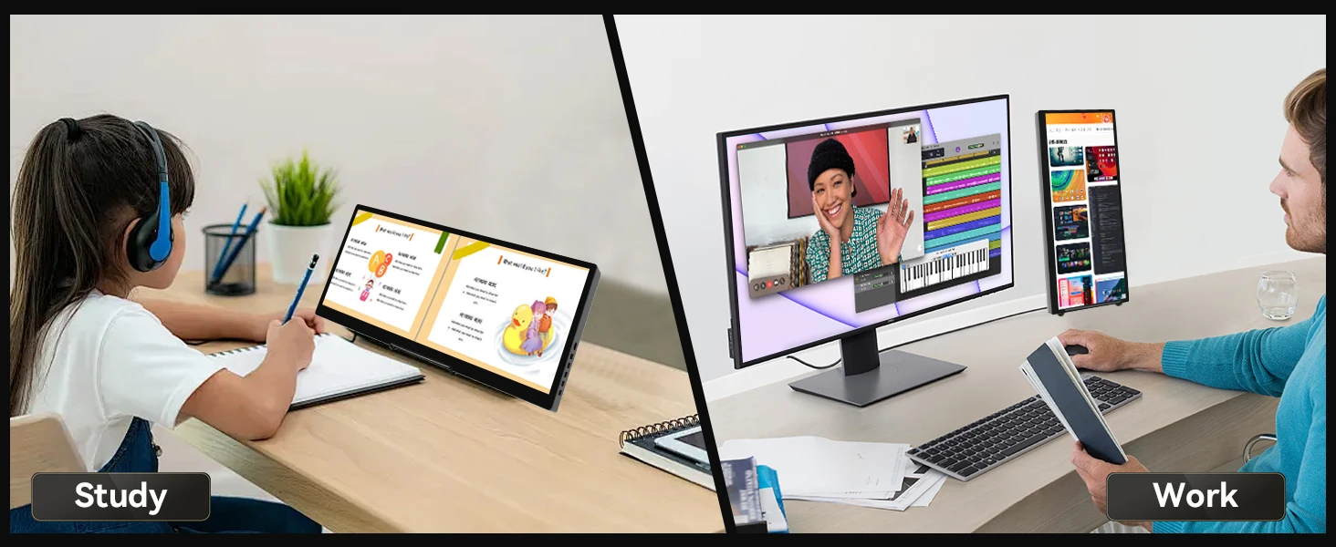 12.3/14.5 inch TouchScreen Monitor HDMI & Type C 1920x720/2.5K IPS Display LCD Bar Computer Temp Display Widescreen