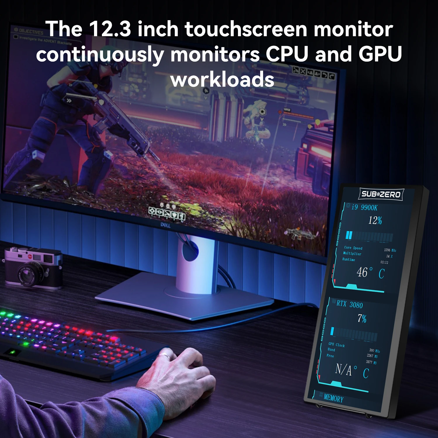 12.3/14.5 inch TouchScreen Monitor HDMI & Type C 1920x720/2.5K IPS Display LCD Bar Computer Temp Display Widescreen