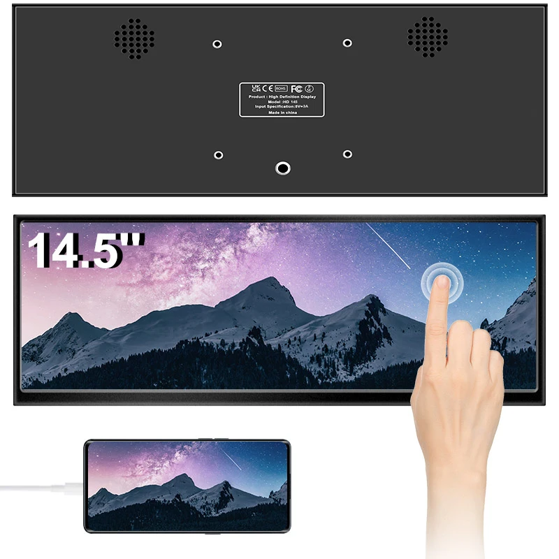 12.3/14.5 inch TouchScreen Monitor HDMI & Type C 1920x720/2.5K IPS Display LCD Bar Computer Temp Display Widescreen 12.3/14.5 inch TouchScreen Monitor HDMI & Type C 1920x720/2.5K IPS Display LCD Bar Computer Temp Display Widescreen