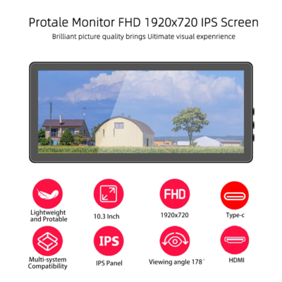 10.3 inch TouchScreen Monitor 1920x720 IPS Display LCD Bar Computer Temp Display Extender Monitor - Image 2