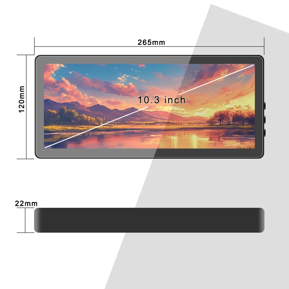 10.3 inch TouchScreen Monitor 1920x720 IPS Display LCD Bar Computer Temp Display Extender Monitor