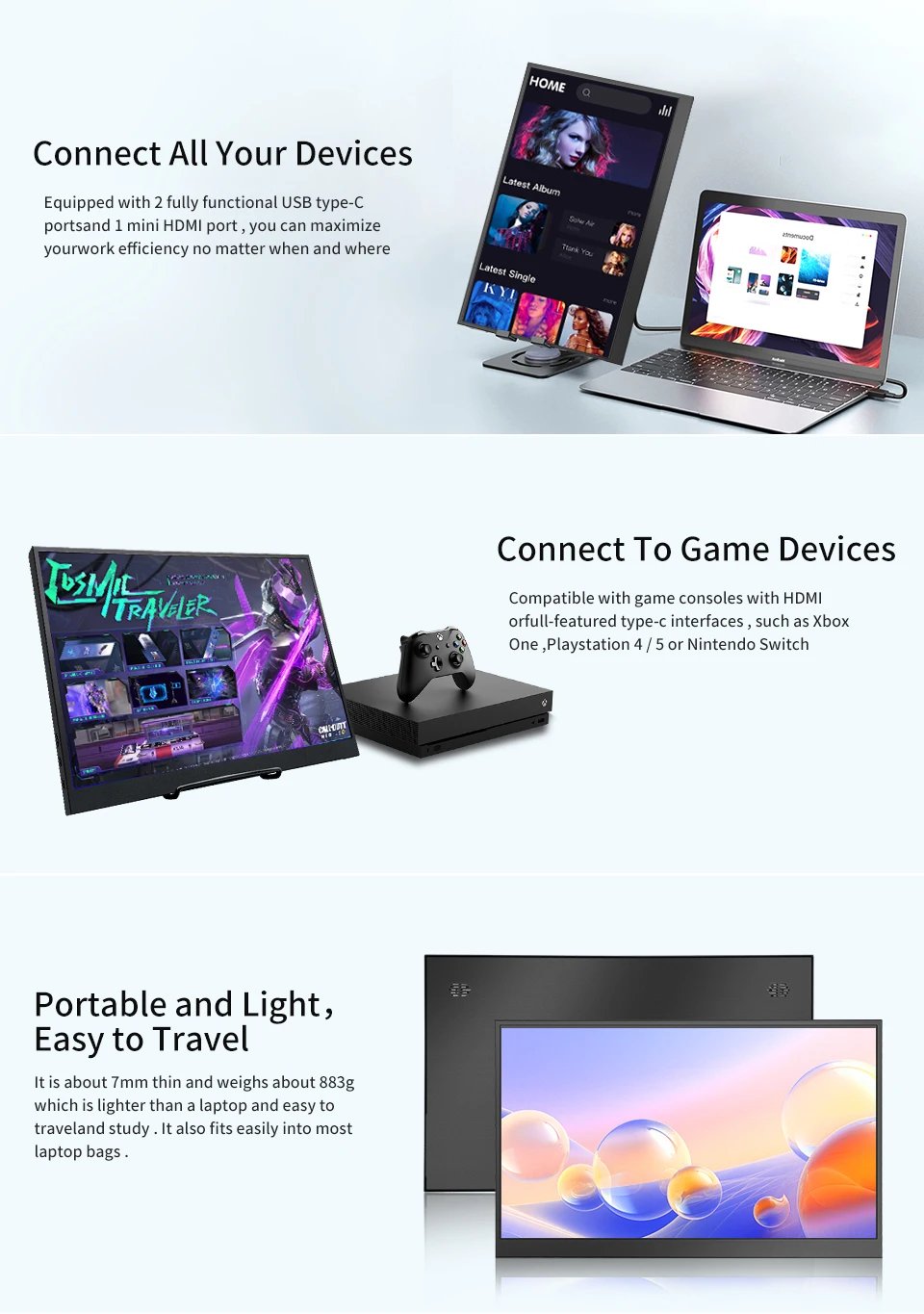 17.3 Inch Mobile Portable Monitor External Screen Game PC Display HDMI-Compatible For Switch Laptop xbox 17.3 Inch Mobile Portable Monitor External Screen Game PC Display HDMI-Compatible For Switch Laptop xbox