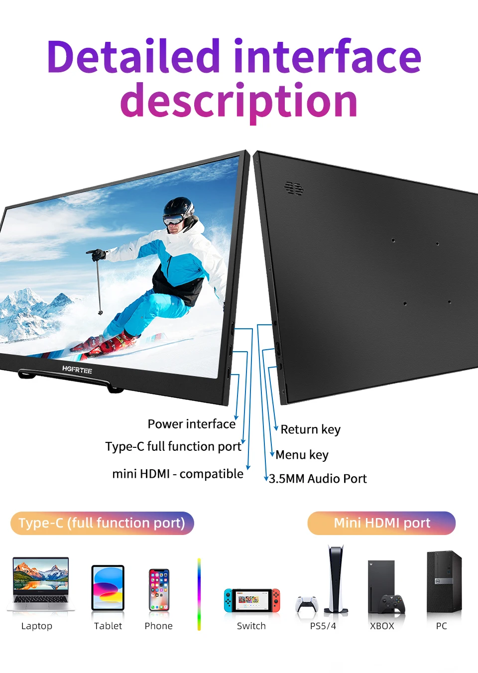 17.3 Inch Mobile Portable Monitor External Screen Game PC Display HDMI-Compatible For Switch Laptop xbox 17.3 Inch Mobile Portable Monitor External Screen Game PC Display HDMI-Compatible For Switch Laptop xbox